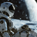 Midjourney AI depicts AI on the Moon